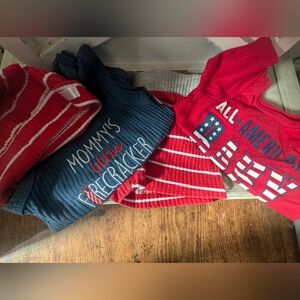 America July 4th Independence Day 0-3 months Outfit w/ 2 tops, shorts and hat